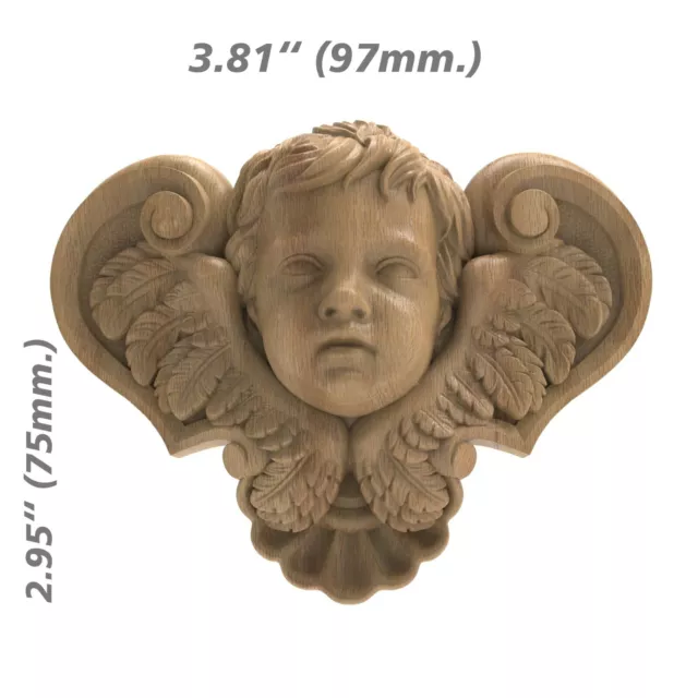Wooden Angel Cherub Hand Carved Vintage Furniture Applique Center Piece Ornament