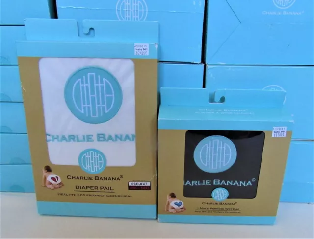 NEW Charlie Banana Cloth Organic Diaper Hanger Hanging Pail and Wet Bag Lot Set