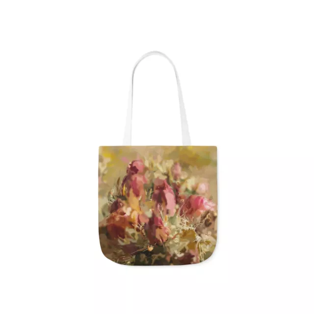 Polyester Canvas Tote Bag with Cactus Bouquet all over print