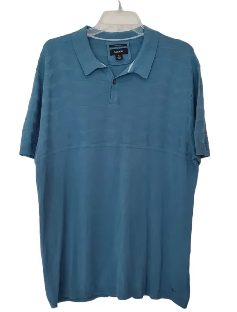 ALFANI POLO SHIRT Mens Blue Silk Blend Short Sleeve XL $12.99 - PicClick