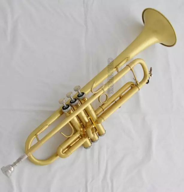 High Grade Matt Brush Brass Trumpet B-Flat 4-7/8" Horn With Case Mouthpiece