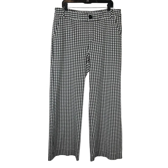 Cabi Size 16 Houndstooth Trouser Pants Wide Leg Black White #3921R Office Work Cabi Size 16 Houndstooth Trouser Pants Wide Leg Black White #3921R Office Work