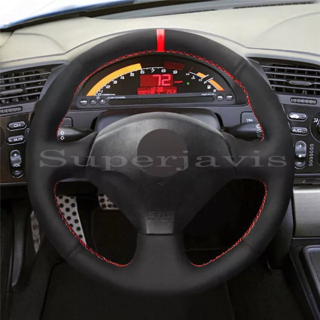 Black Suede Leather Steering Wheel Stitch on Wrap Cover For Honda S2000 2000-08