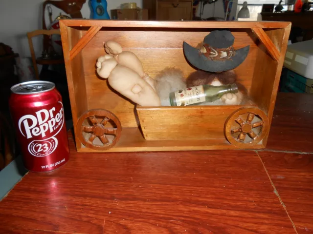 Bacardi Rum Advertising Shadow Box Cowboy Drinking in Wagon Western