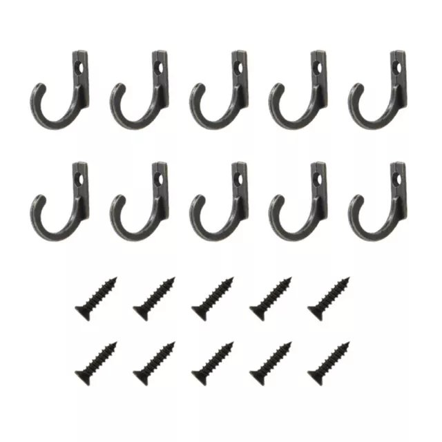 10 Pcs Vintage Iron Hooks Rustic Curved Metal Fasteners Clothes Hanger 2