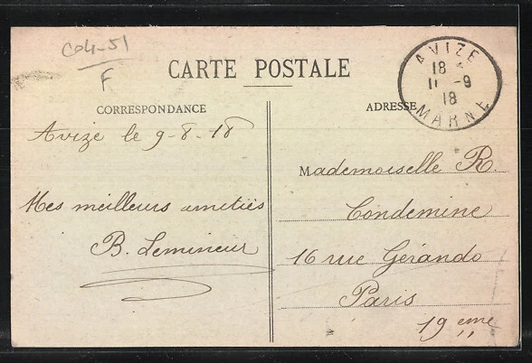 CPA Avize, Place du Marché 1918 2