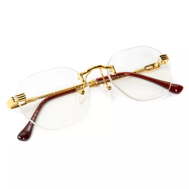 Men's Gold Twist Frame Round Hip Hop Vintage Clear Lens Retro Fashion Glasses