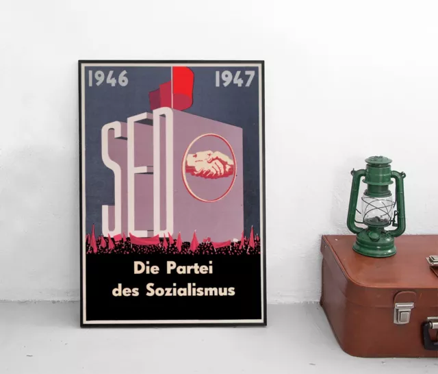 Poster DDR: SED Die Partei des Sozialismus 1946/47 Plakat GDR Propaganda Politik