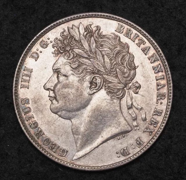 1820, Great Britain, George IV. Beautiful & Rare Silver Half Crown Coin. XF-AU!