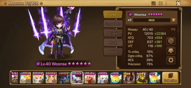 Compte Summoners war Late game : top tiers + 1 Nat 5 L&D 