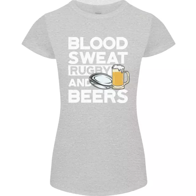 Blood Sweat Rugby and Beers T-shirt divertente da donna Petite Cut 8