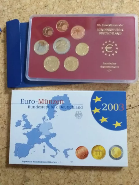 DEUTSCHLAND Kursmünzensatz 2003 D KMS BRD Euro Polierte Platte PP MÜNCHEN proof