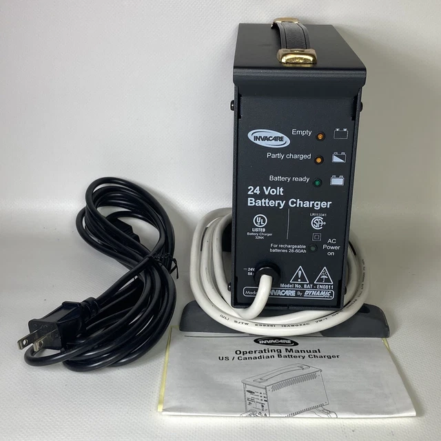Cargador de batería Invacare Dynamic OEM 8 amperios 24 voltios silla de ruedas cable de línea eléctrica de CA