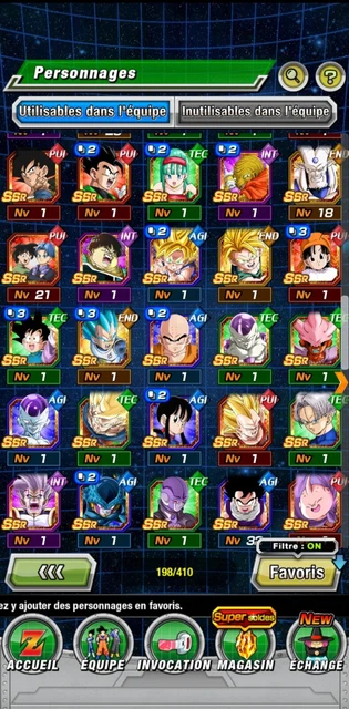 compte dokkan battle global Lr et personnage récent