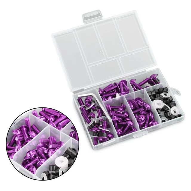 158x Motorbike Purple Fastener Clip Screw Kit Windscreen Fairing Bolt Universal