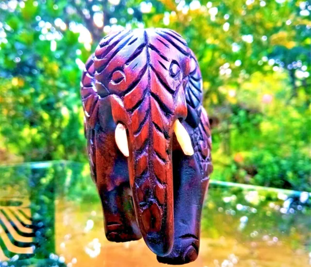 Elephant Handmade Wooden Carved Lucky Statue Home Craft Ornament Decor xmas Gift