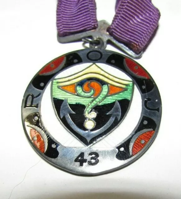 Vintage Enameled Silver Royal Order of Jesters Masonic Medallion