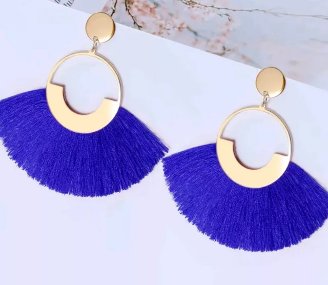 Gorgeous Tassel Earrings Boho Ear Drop Dangle Circle Women Fashion Jewelry