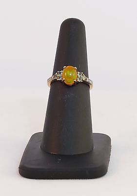 Genuine Australian Opal Russian Alexandrite Ring Diamond Accents 10K Solid YG 6