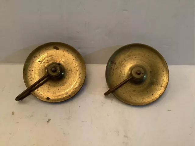 Pair of Antique Tall Case Grandfather Clock Brass Pulleys. Diameter 2 3/4”