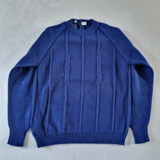 Vintage Cable Knit Jumper -8-9 yrs- Blue Dralon Knit Deadstock NOS  KA57