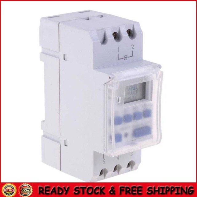 220VAC 16A DIN Rail Digital Programmable Timer Switch Relay Timer ...
