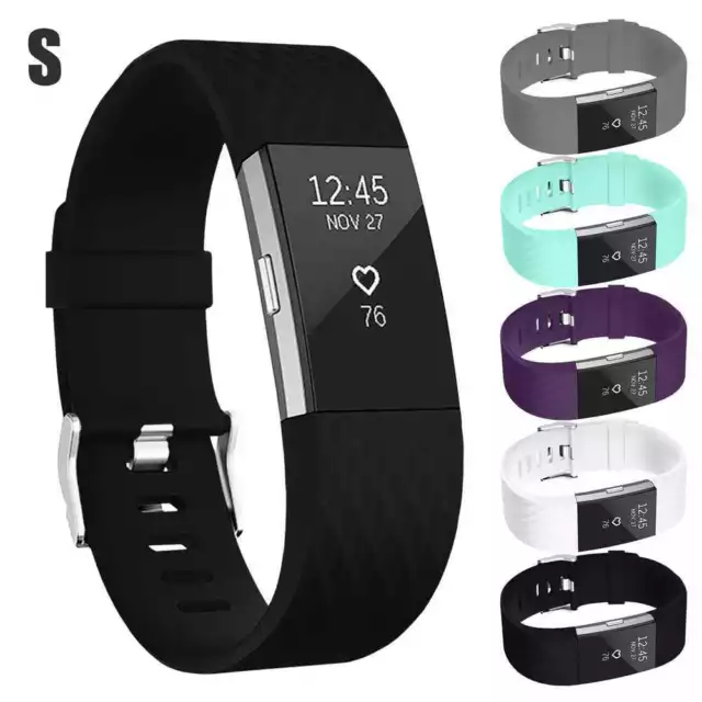 Recambio Correa de Silicona TPU Ajustable para Fitbit Charge 2 Tamaño S Negra