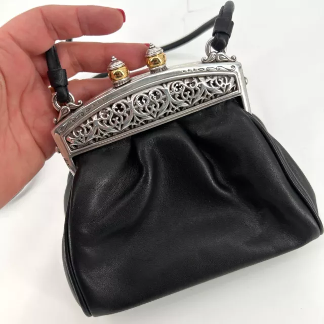 Brighton Small Black Cocktail Crossbody with Magnetic Kisslock Victorian Look 3