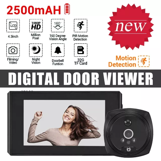 Wireless Video Doorbell Smart Door Ring HomeSecurity Camera Peephole Viewer Bell