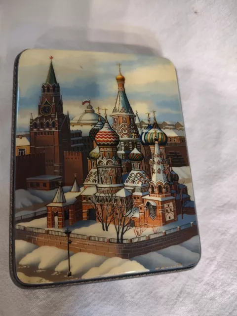 Russian Lacquer Box Hand Painted MOP Church of Spilt Blood St Petersburg signed