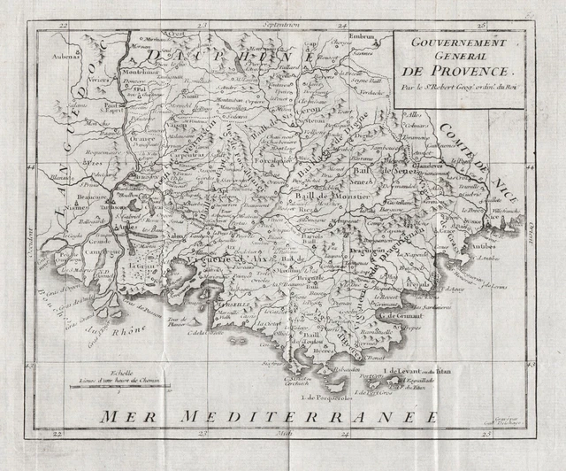 Carte Ancienne Provence & Capucins 1712 Par Montecalerio - Gravure Cuivre Originale Rare