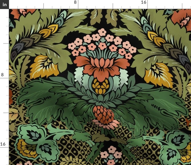 Modern Victorian Art Deco Jungle Foliage Romantic Spoonflower Fabric by the Yard