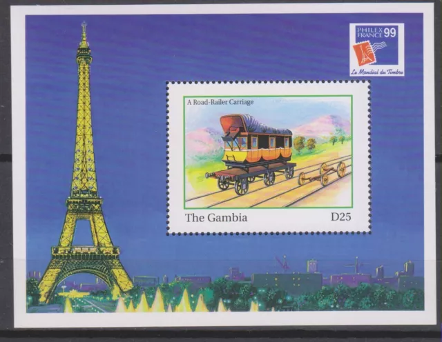 Timbres sur les Trains - Feuillet de timbres neufs ** de Gambie