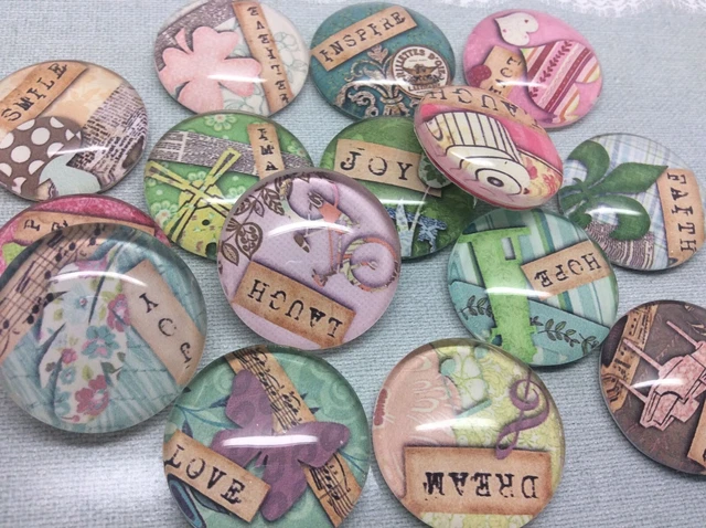 10 Positive Word Hope Cabochons 16-25mm Mixed Round Glass Picture Dome Flat Back 2