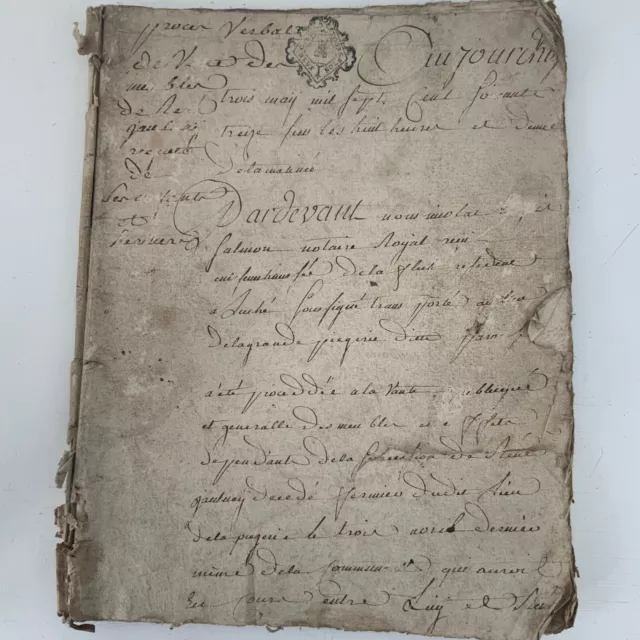 Antique French Manuscript 18th Century 64 Pages Hand Written Parchment Document