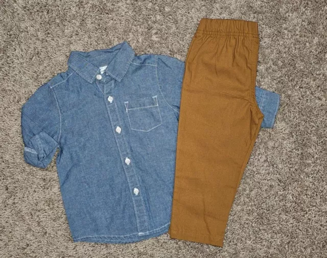 NWT Carters 2 Piece Outfit Denim Shirt & Pants Infant Toddler Size 18 Months