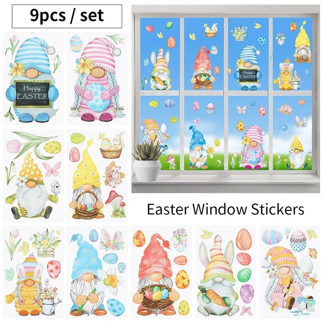 Easter Bunny Eggs Wall Stickers Glass Static Stickers Easter Window Sticker