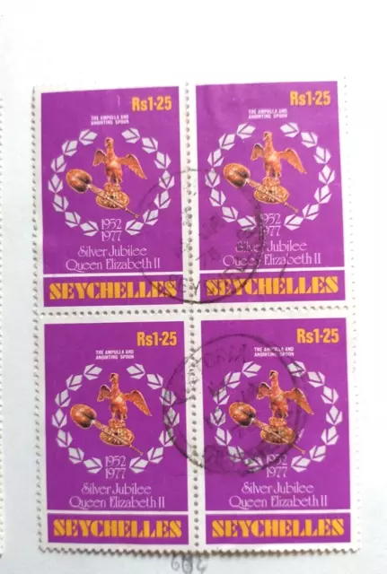 Seychelles: 25° anniversario della reggenza di QEii.  Rs1.25 blocco di 4. Usato 1977