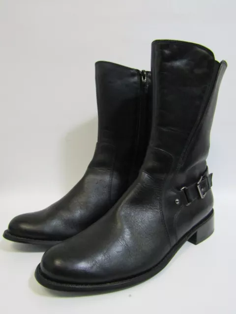 Vaneli Women's Black Leather Mid-Calf Zip Boots Size 8.5