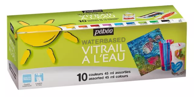 Pebeo Waterbased Vitrail Glass Paint Set 10 x 45ml