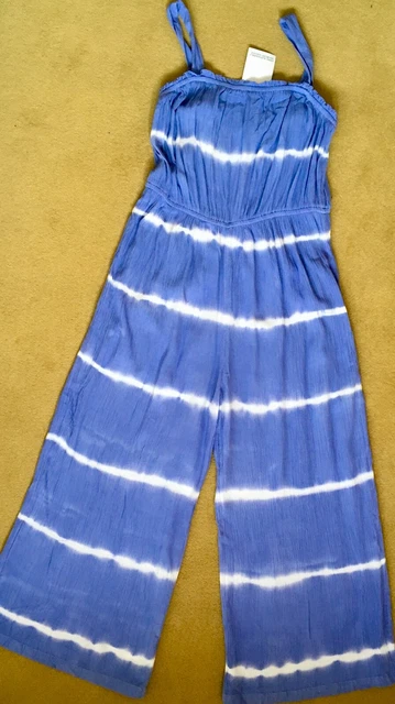 ABITO ESTIVO M&S blu/bianco cinturino - Età 12 - 13 ANNI NUOVO CON ETICHETTE
