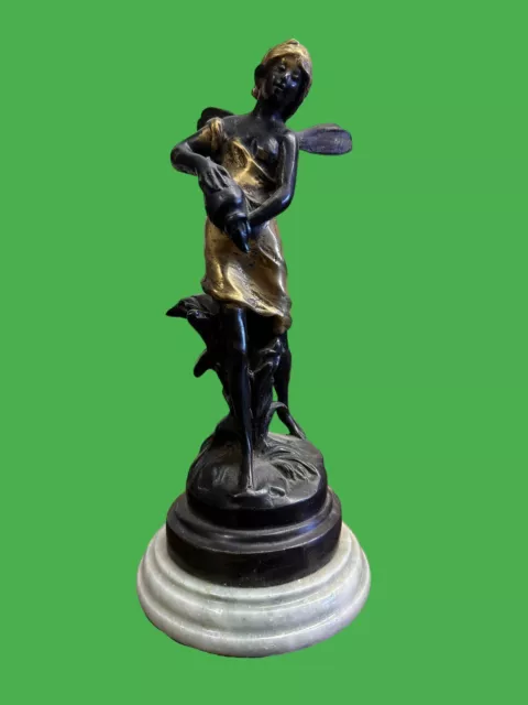 Auguste Moreau Fairy Bronze And Gilt Sculpture Statue Figurine 2