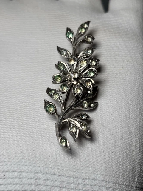 Broche Ancienne En Argent Avec Péridot – Bijou Vintage, Occasion, Superbe état