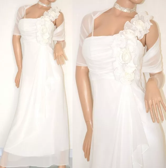 Abito lungo donna bianco maxi vestito  stola giromanica elegante cerimonia U20X