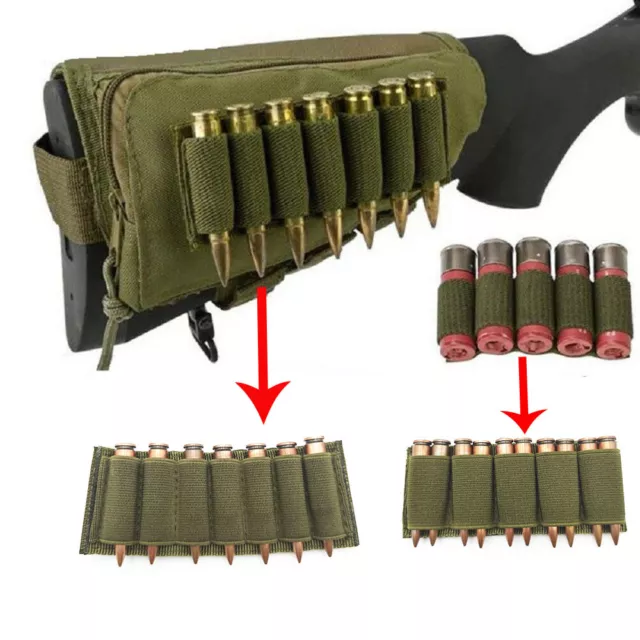 Hunting Shotgun Rifle Shell Butt Stock Tactical Ammo Holder Pouch Bag Cheek Pad