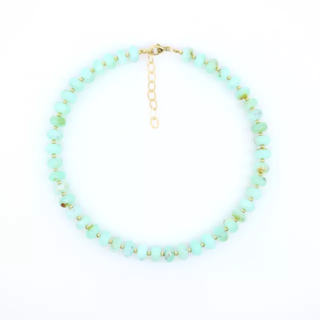 10MM GREEN CHRYSOPRASE Necklace, AA Grade Rondelle Beads, Gold Fill or ...