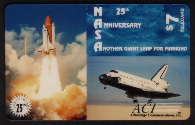 $7. NASA 25th Anniversary: Space Shuttle Liftoff & Landing SPECIMEN Phone Card