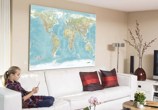 Huge World Wall Map  *** CANVAS ONLY  ***