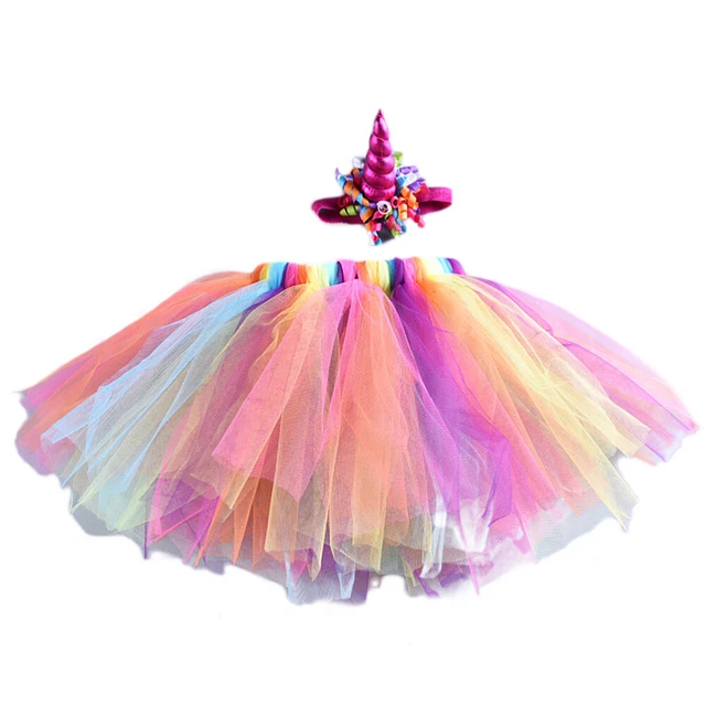 Gonna tutù bambini colore tutù principessa abito unicorno copricapo gonna