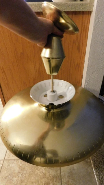 23-1594 Mid Century Modern MCM Vint Space Age Retractable Saucer Pull Down Light